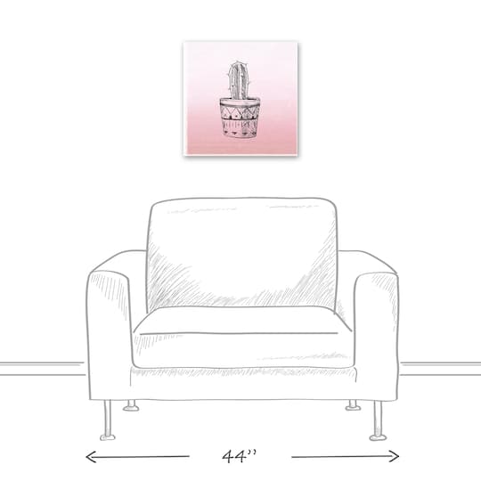Pink Single Potted Cactus 16" x 16" Canvas Wall Art